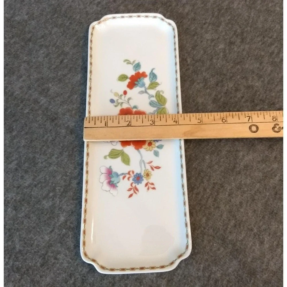 Limoges France Porcelain Vanity Tray LEC Chamart Handpainted Floral Trinket Dish